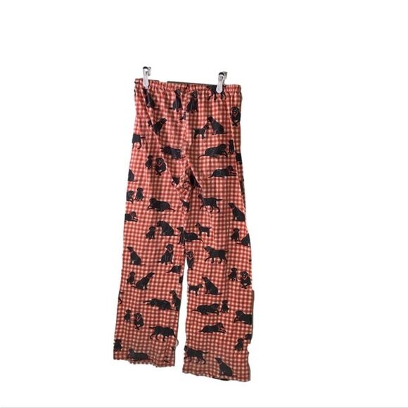 Hatley Large Red and White Plaid Black‎ Lab Pajama Pants - Picture 4 of 4